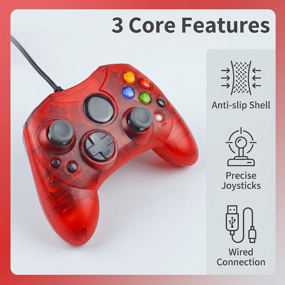 Retro Gaming Xbox - Controller di Gioco Cablato - Console