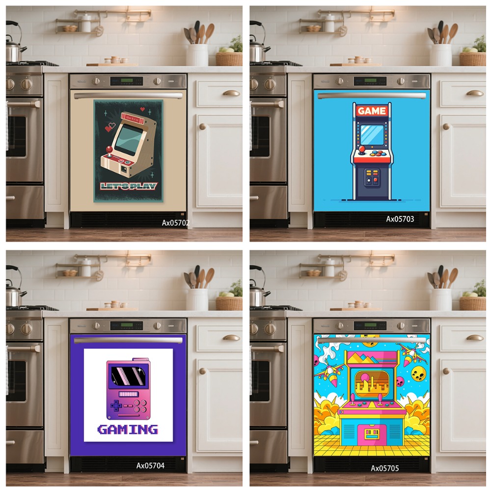 Retro Gaming Cabinet - Adesivo per Porta Lavastoviglie Stile Retrò